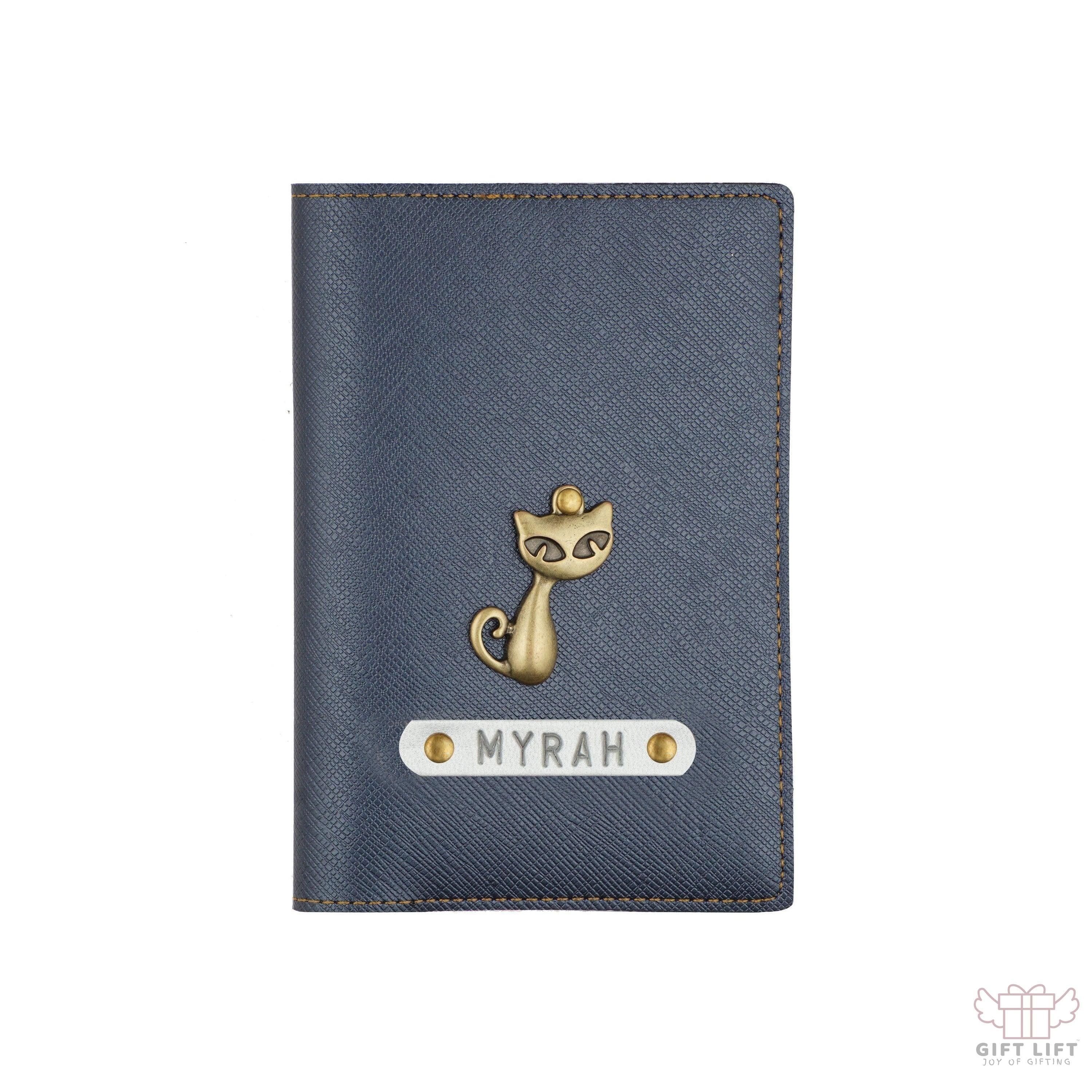 Personalized Metallic Blue Textured Passport Cover