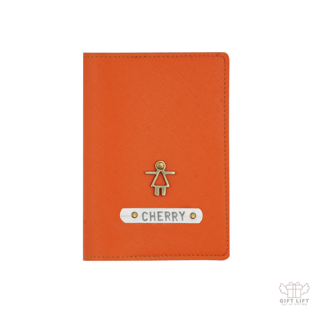 Personalized Orange Textured Passport Cover