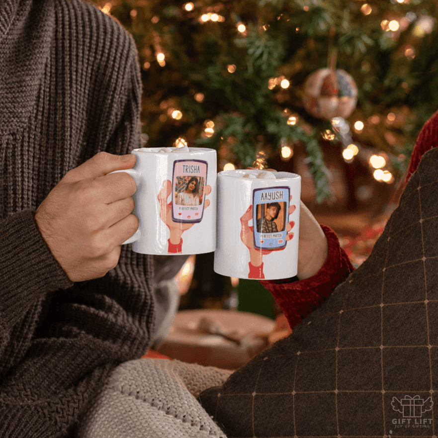 Uniquely Personalized Perfect Match Romantic Couple Coffee Mug - Set of 2 - www.giftlift.in