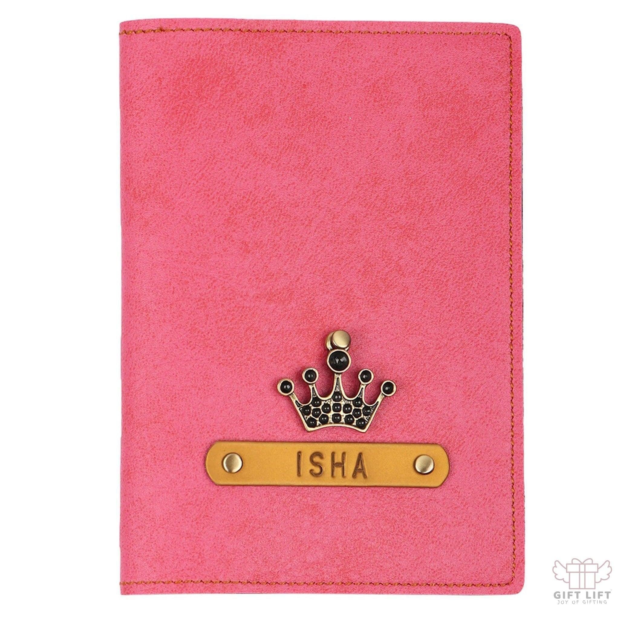 Personalized Pink Leather Finish Passport Cover