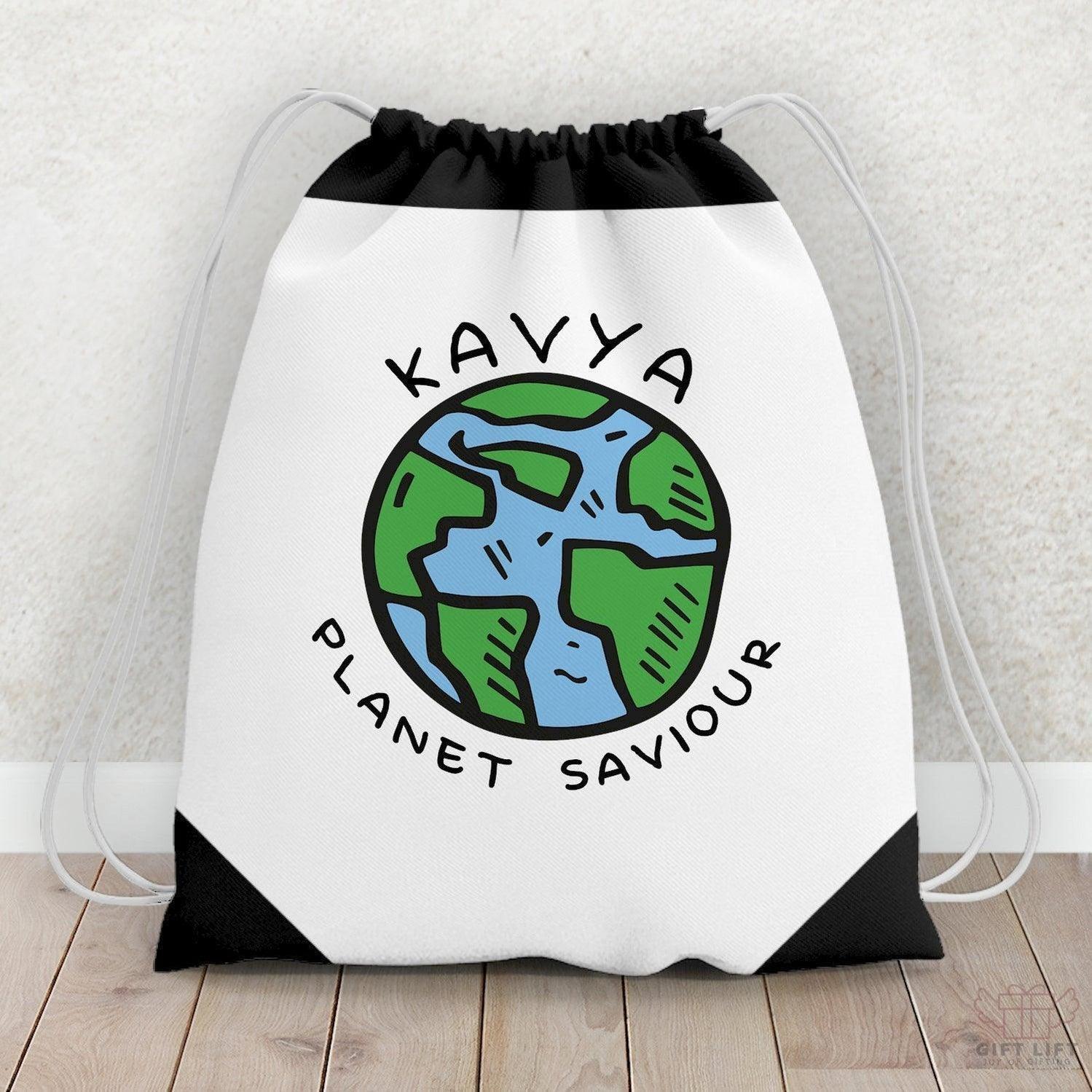 Personalized Planet Saviour Art Drawstring Bag