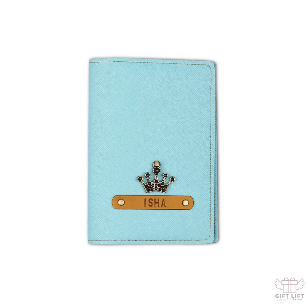 Personalized Powder Blue Textured Passport Cover