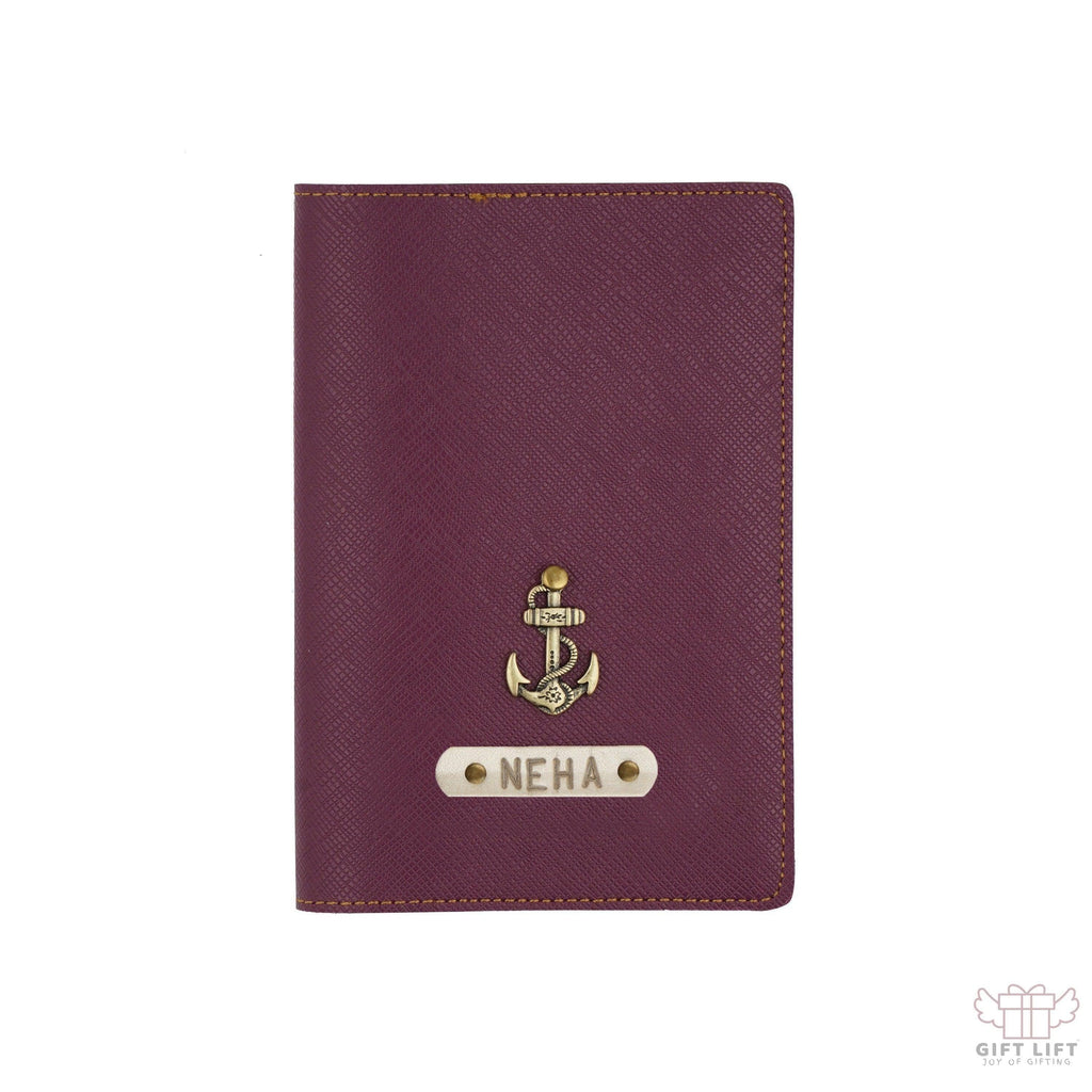 Uniquely Personalized Purple Textured Passport Cover - www.giftlift.in
