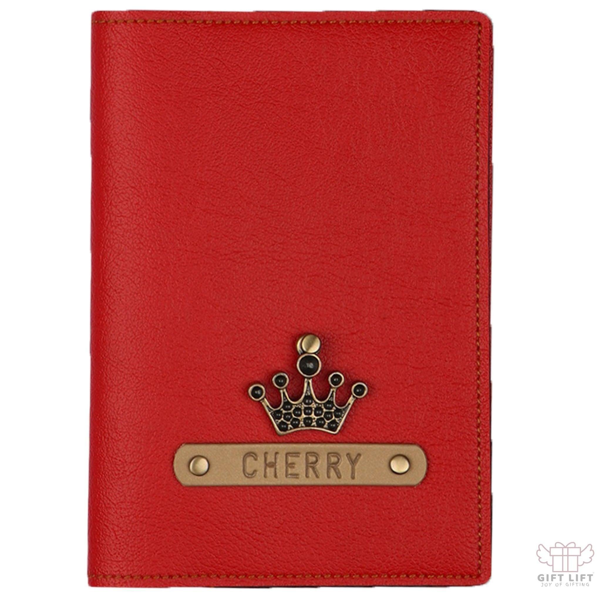 Personalized Red Leather Finish Passport Cover
