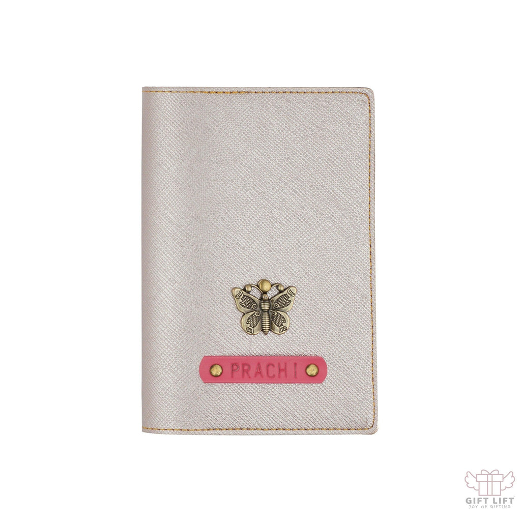 Uniquely Personalized Rose Gold Textured Passport Cover - www.giftlift.in