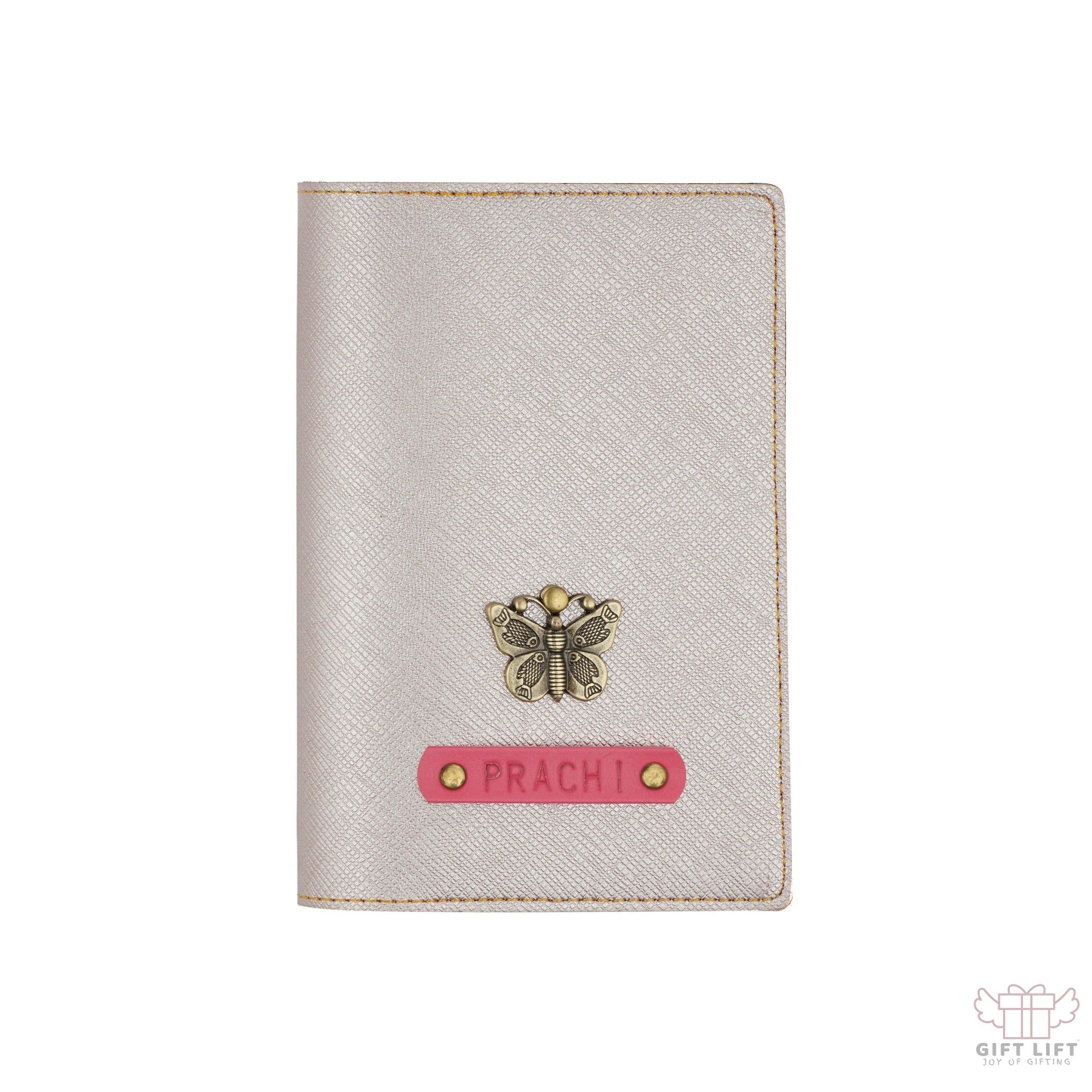 Uniquely Personalized Rose Gold Textured Passport Cover - www.giftlift.in