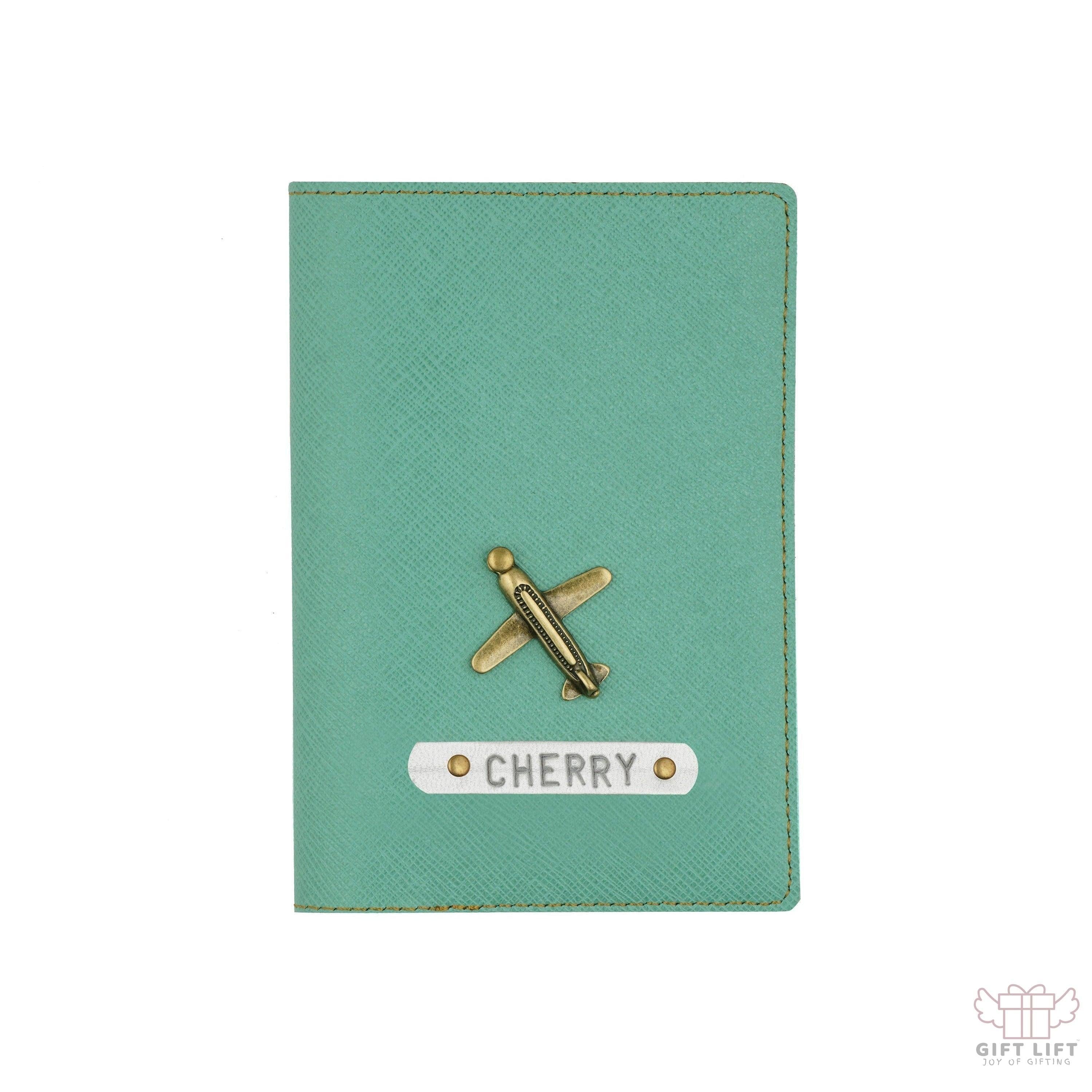 Personalized Sea Green Textured Passport Cover