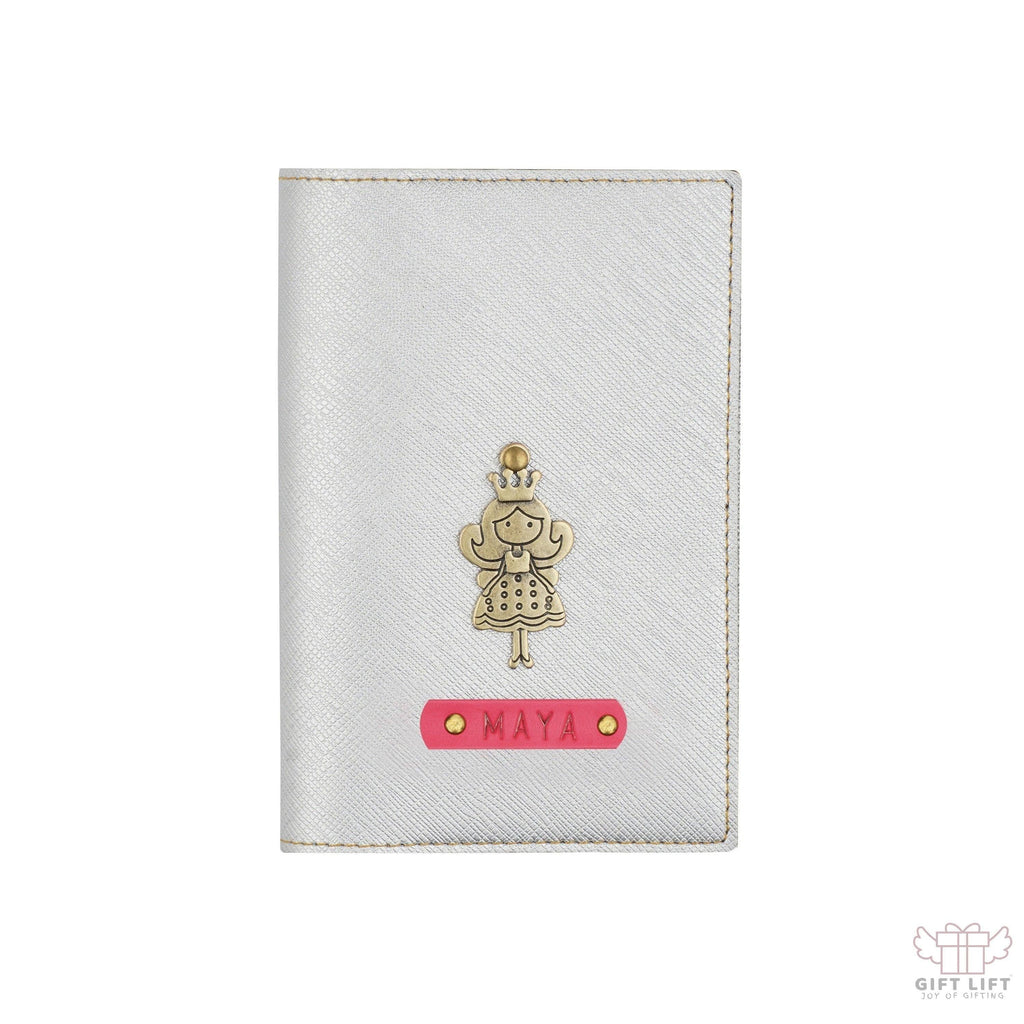 Uniquely Personalized Silver Textured Passport Cover - www.giftlift.in