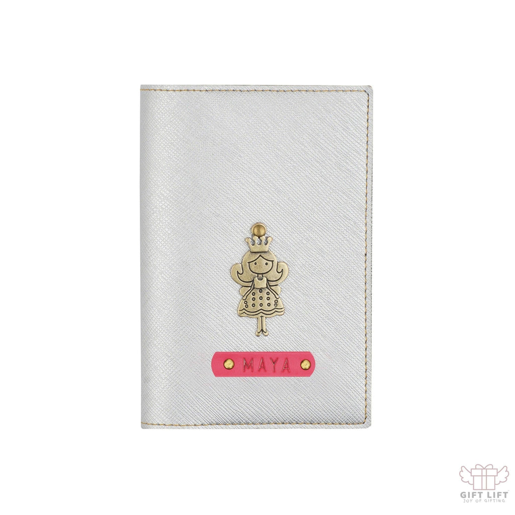 Personalized Silver Textured Passport Cover