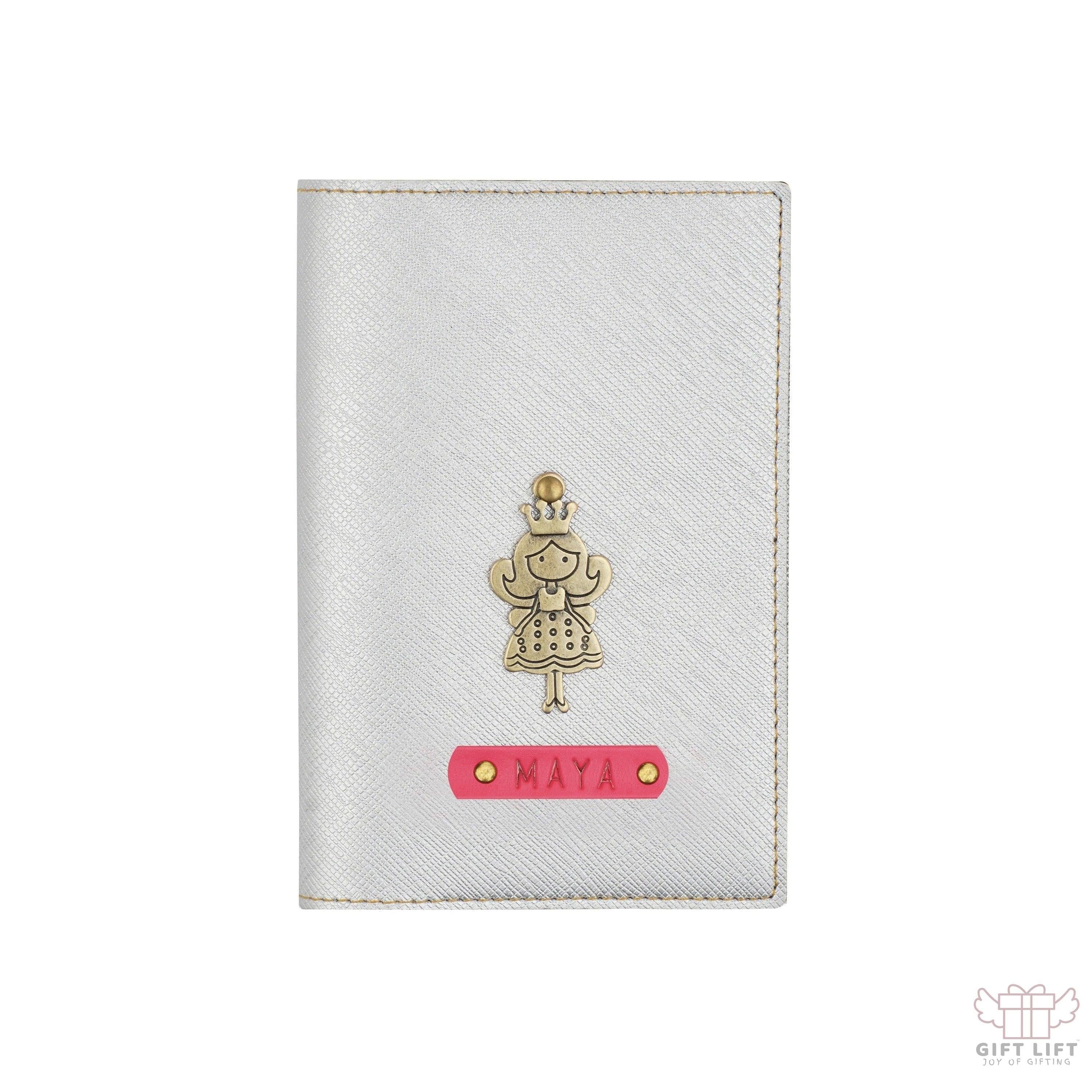 Personalized Silver Textured Passport Cover
