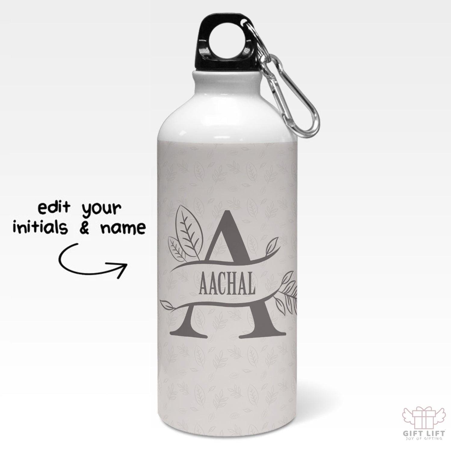 Personalized Split Letters With Leaves Sipper Bottle