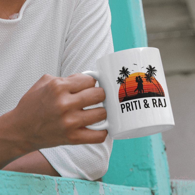 Personalized Sunset Couple Name Coffee Mug