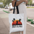 Personalized Sunset Couple Name Tote Bag