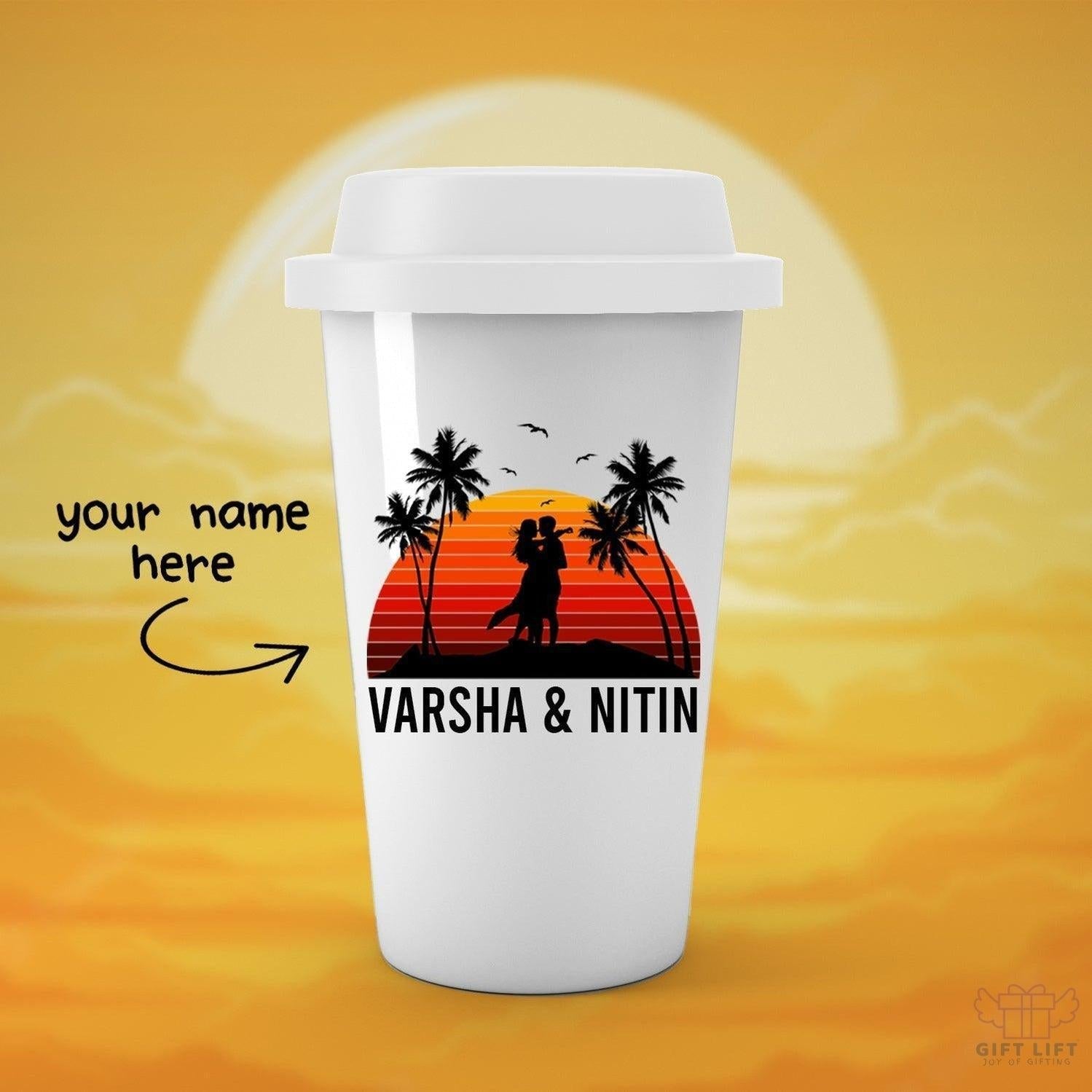 Personalized Sunset Couple Name Tumbler