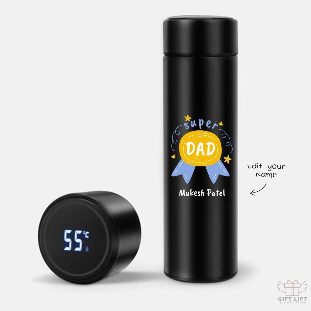 Personalized Super Dad Art Temperature Bottle (Hot & Cold Vacuum Flask)