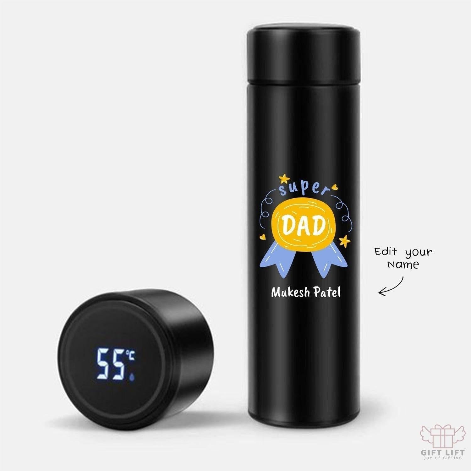 Personalized Super Dad Art Temperature Bottle (Hot & Cold Vacuum Flask)