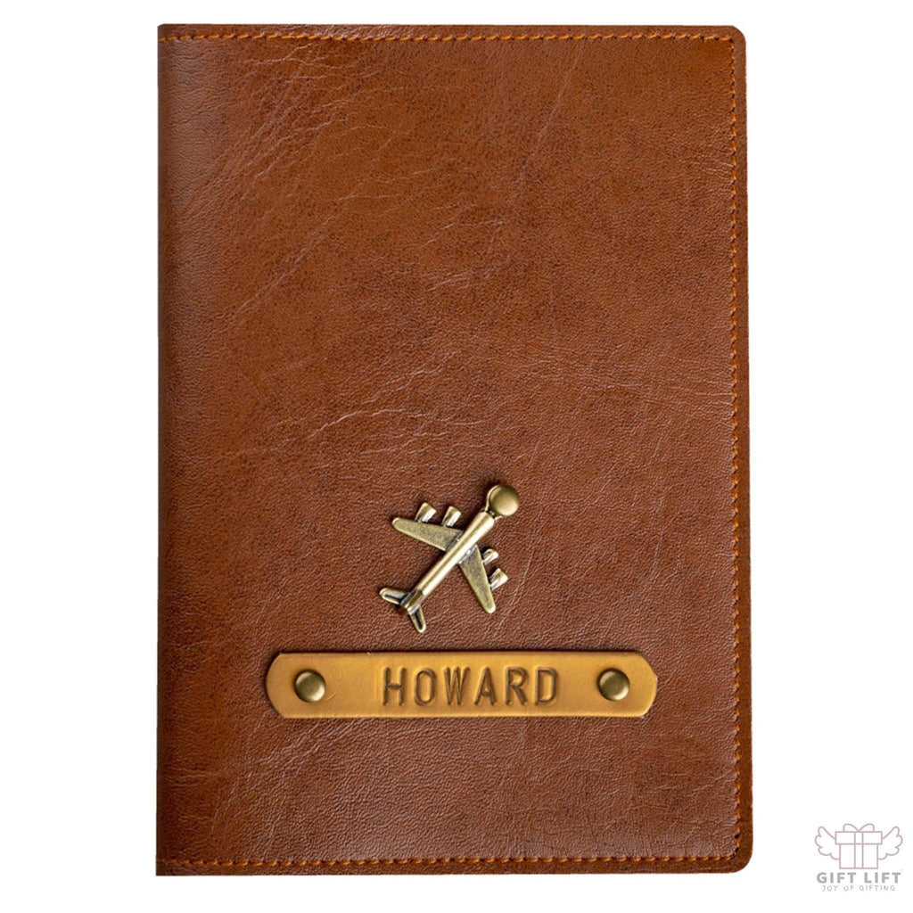 Personalized Tan Leather Finish Passport Cover
