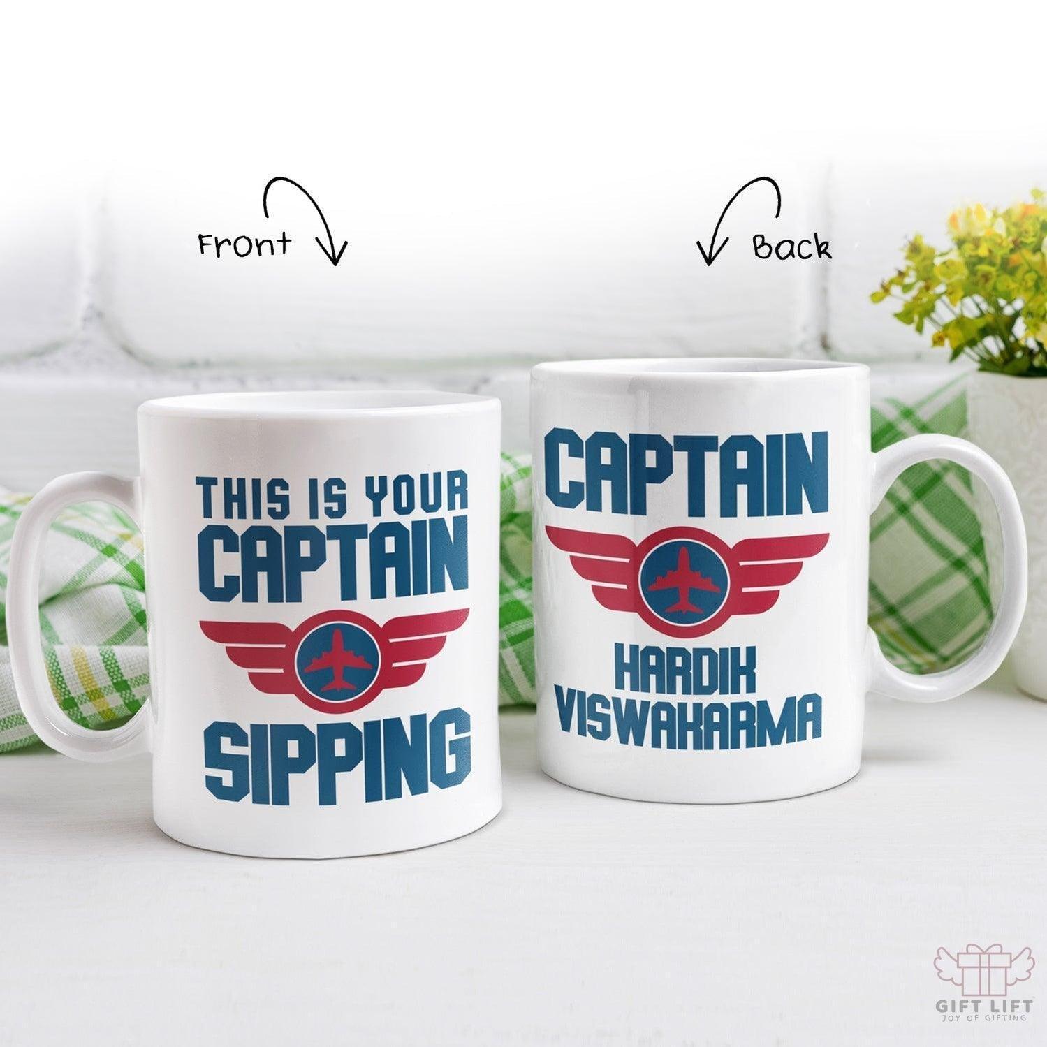 Uniquely Personalized Top Gun Captain Art Coffee Mug - www.giftlift.in