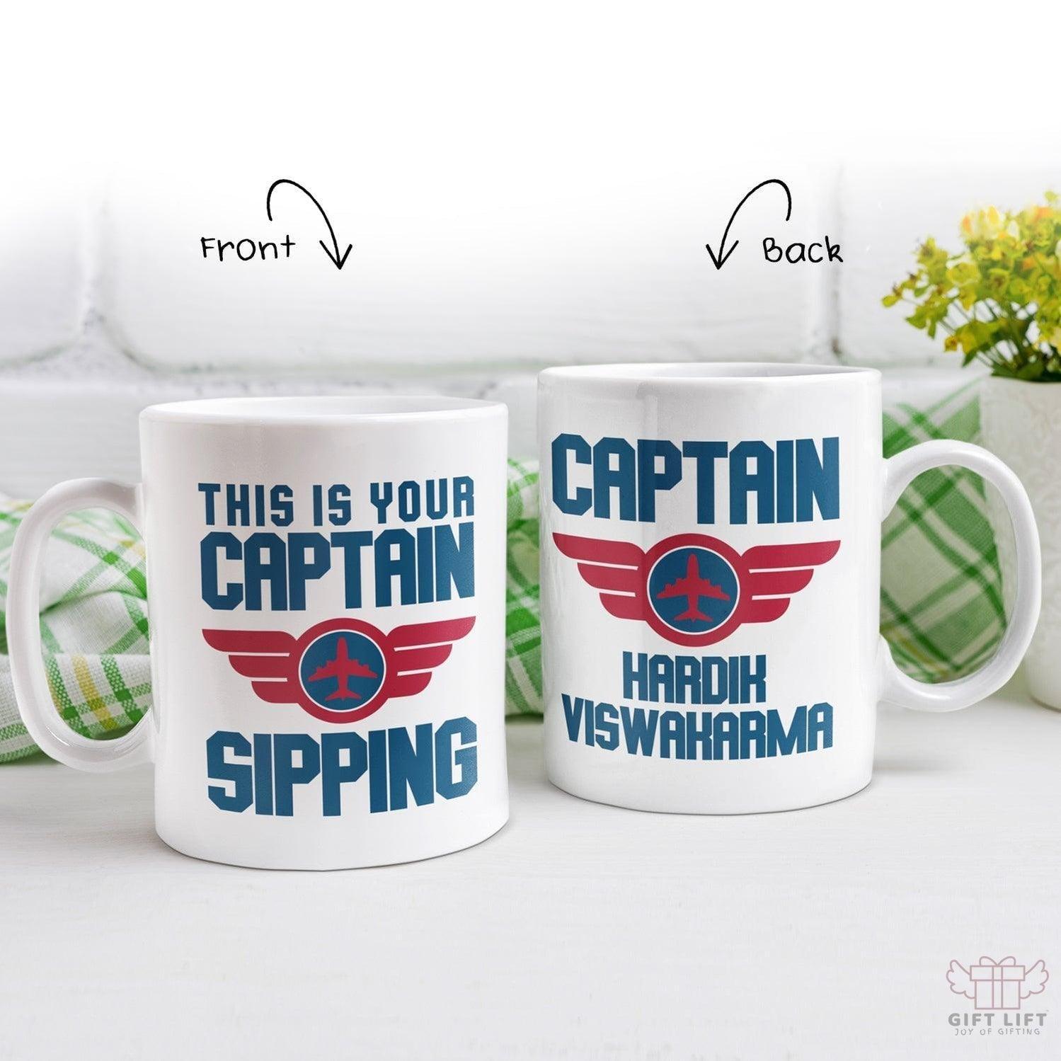 Personalized Top Gun Captain Art Coffee Mug