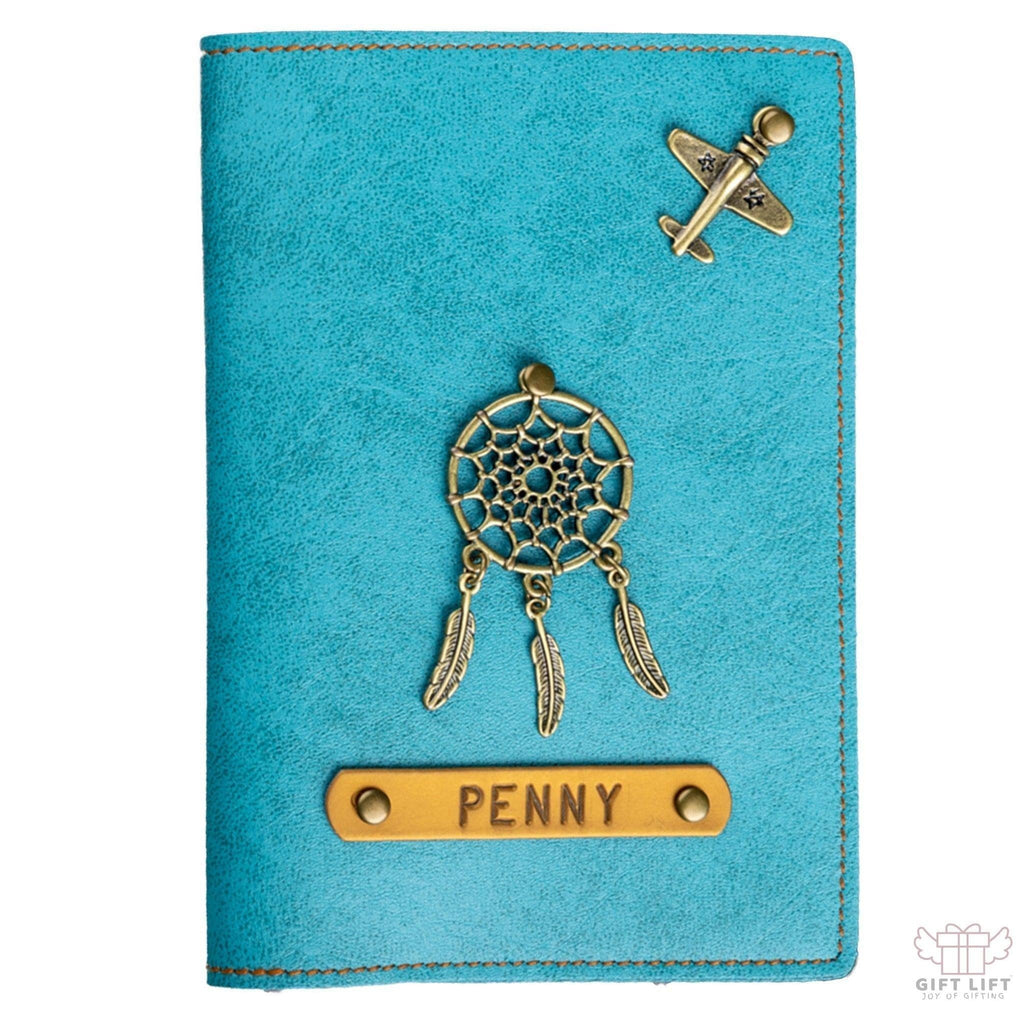 Personalized Turquoise Leather Finish Passport Cover