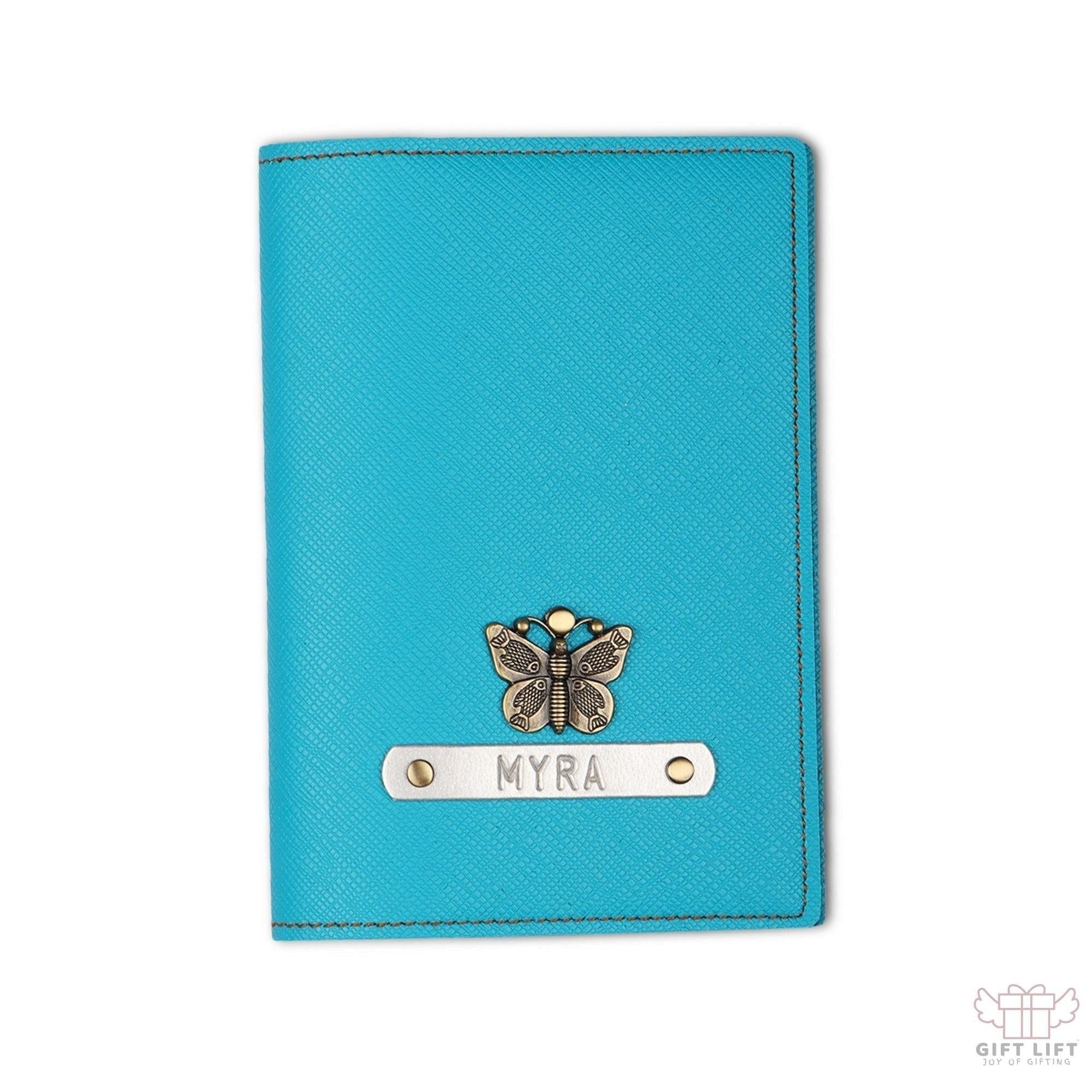 Personalized Turquoise Textured Passport Cover