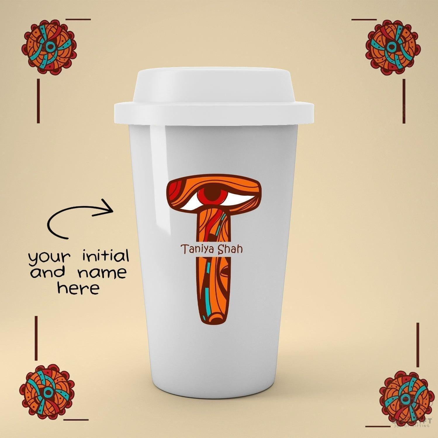 Uniquely Personalized Warm Tribal Initial Name Tumbler - www.giftlift.in