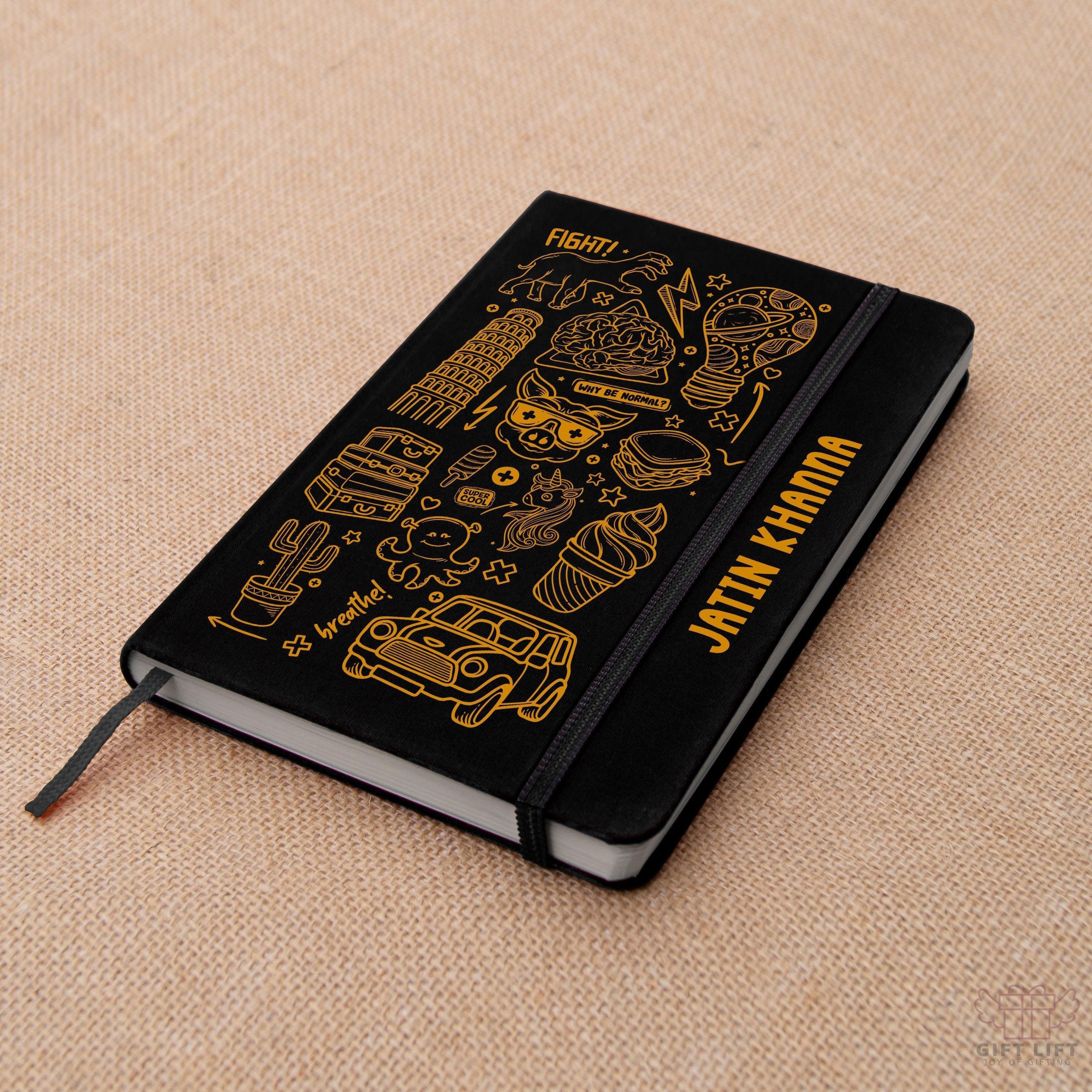 Personalized Yellow Scribbled Art Notebook - Set of 2