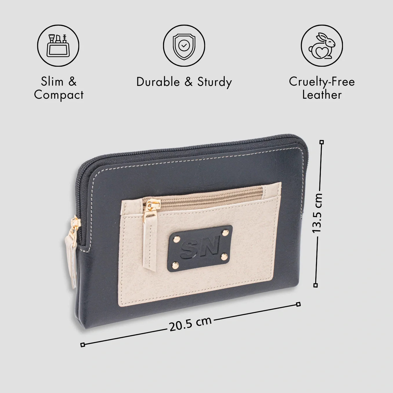 PERSONALISED UTILITY POUCH INITIALS - BLACK