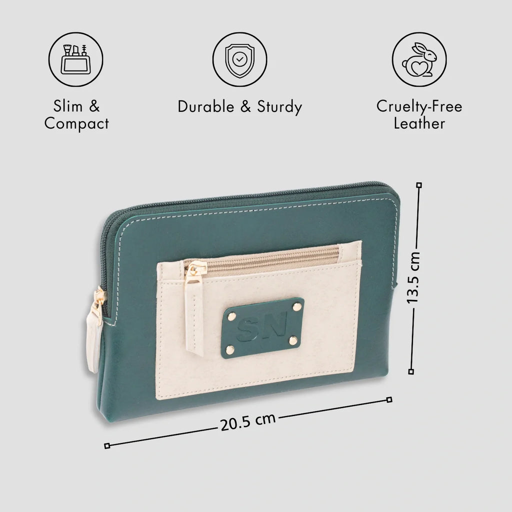 PERSONALISED UTILITY POUCH INITIALS - GREEN