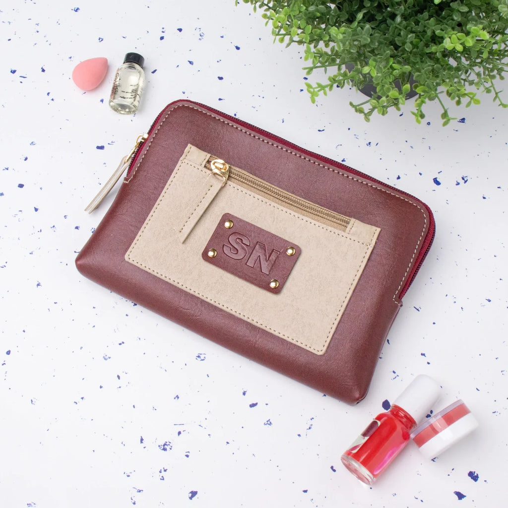 PERSONALISED UTILITY POUCH INITIALS - MAROON