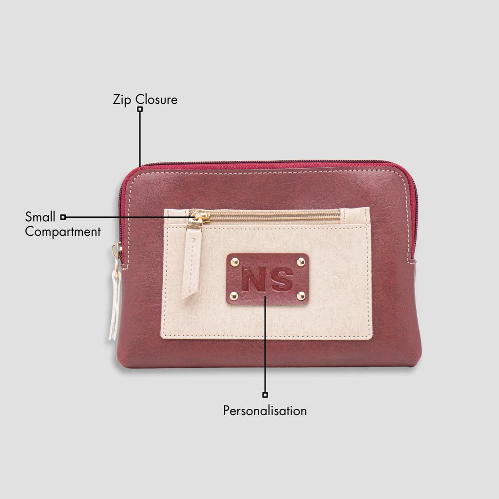 PERSONALISED UTILITY POUCH INITIALS - MAROON
