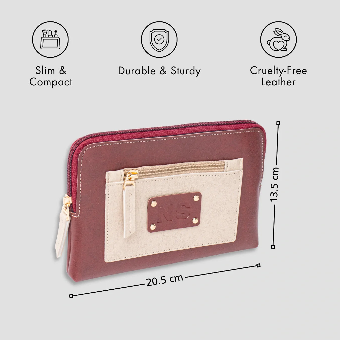 PERSONALISED UTILITY POUCH INITIALS - MAROON