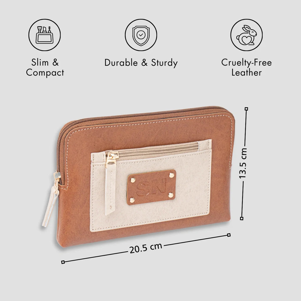 PERSONALISED UTILITY POUCH INITIALS - TAN