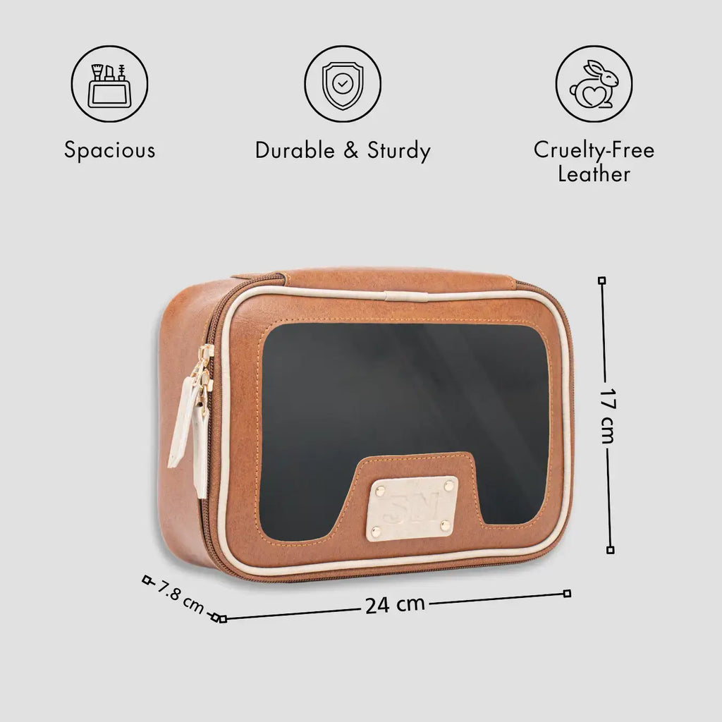 PERSONALISED VANITY CASE INITIALS - TAN