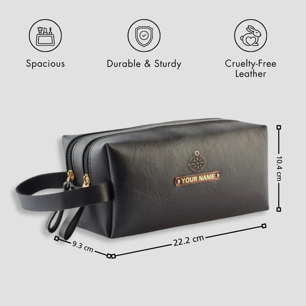 PERSONALISED DOUBLE ZIP POUCH - BLACK