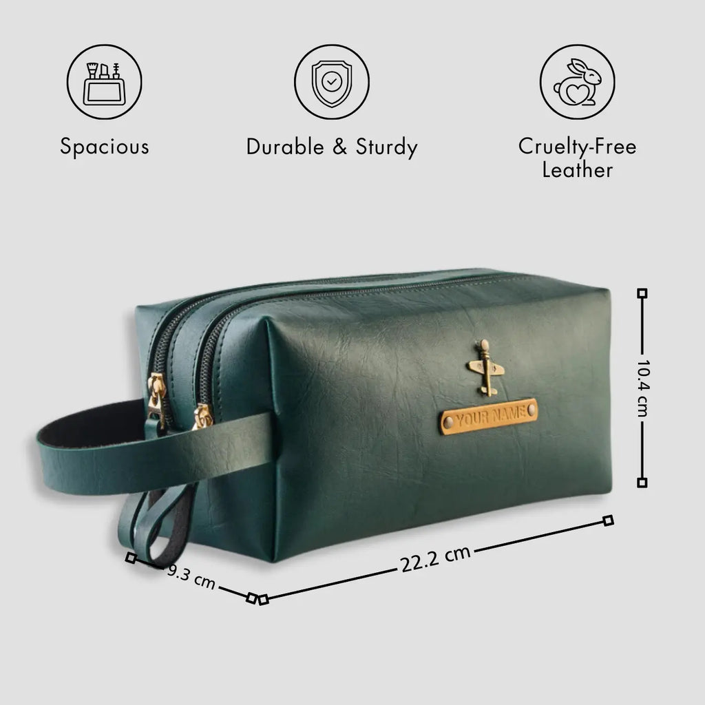 PERSONALISED DOUBLE ZIP POUCH - GREEN