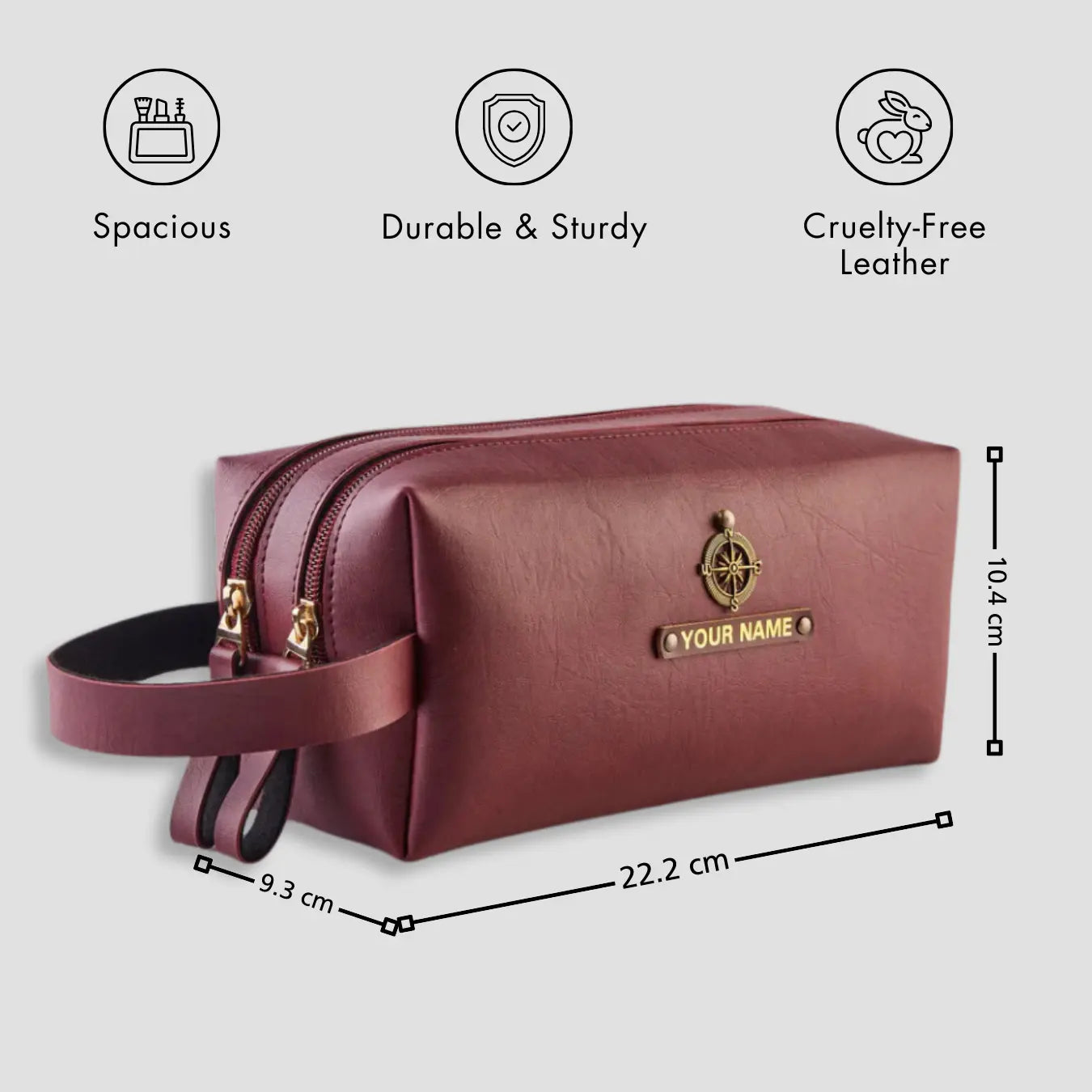 PERSONALISED DOUBLE ZIP POUCH - MAROON