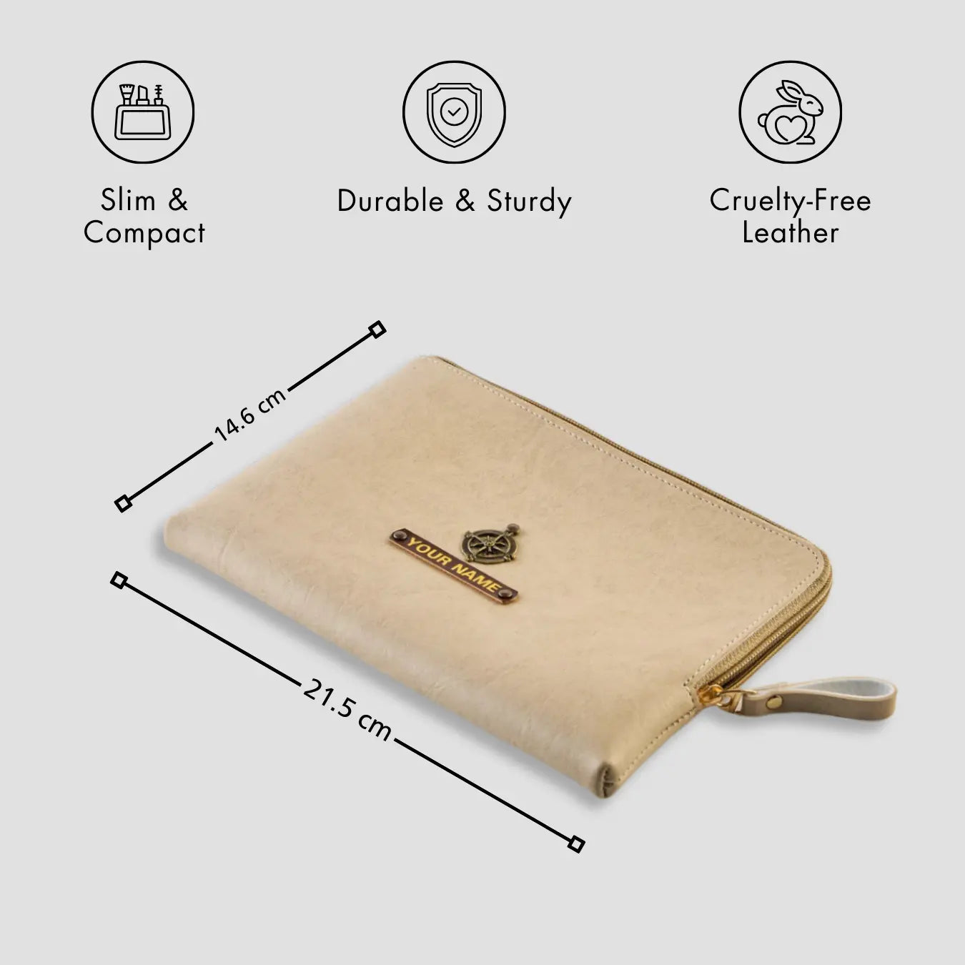 PERSONALISED FLAT POUCH - BEIGE