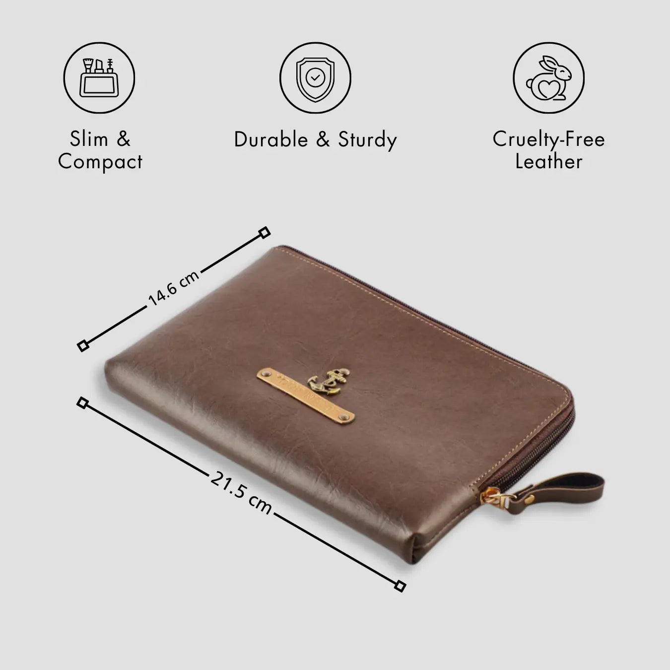 PERSONALISED FLAT POUCH - BROWN