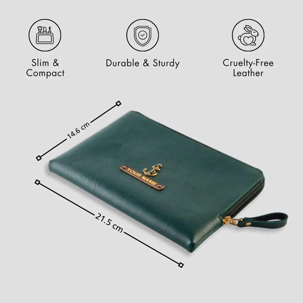 PERSONALISED FLAT POUCH - GREEN