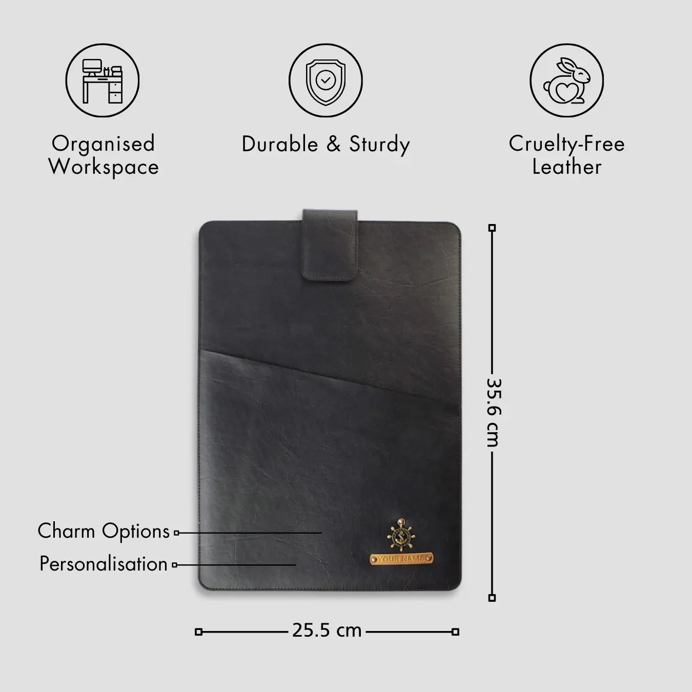 PERSONALISED LAPTOP/ DOCUMENT SLEEVE (13 Inch) - BLACK