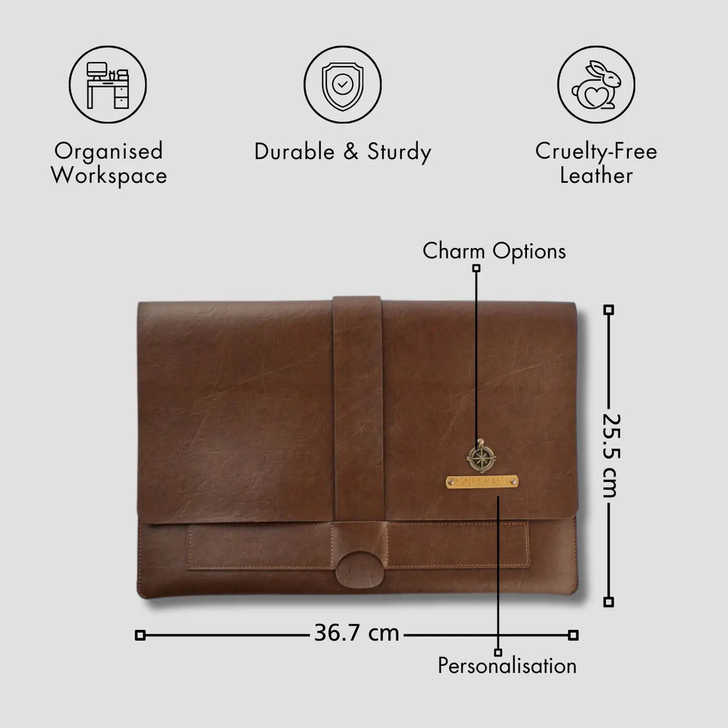PERSONALISED LAPTOP ORGANISER (13 -14 Inch) - BROWN