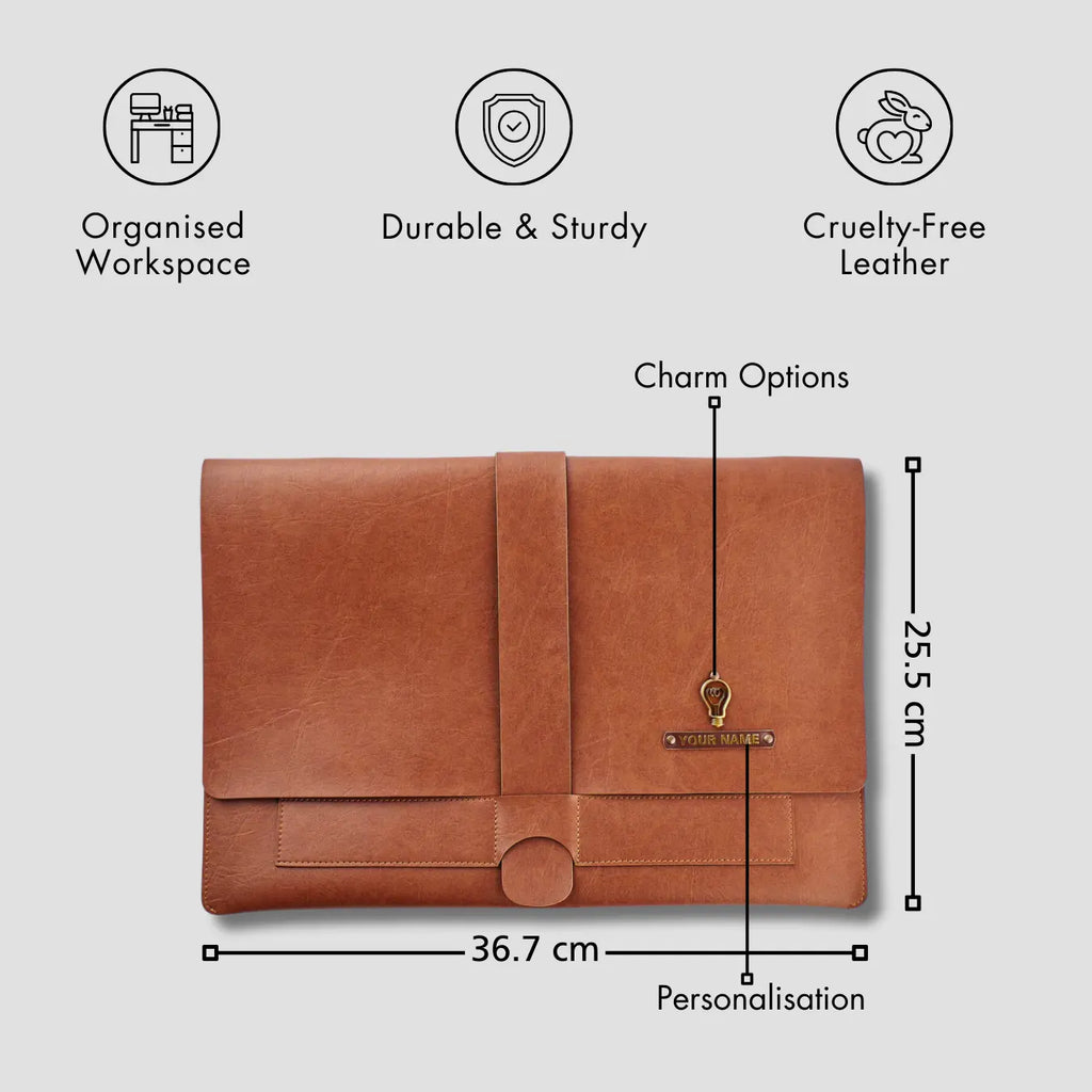 PERSONALISED LAPTOP ORGANISER (13-14 Inch) - TAN