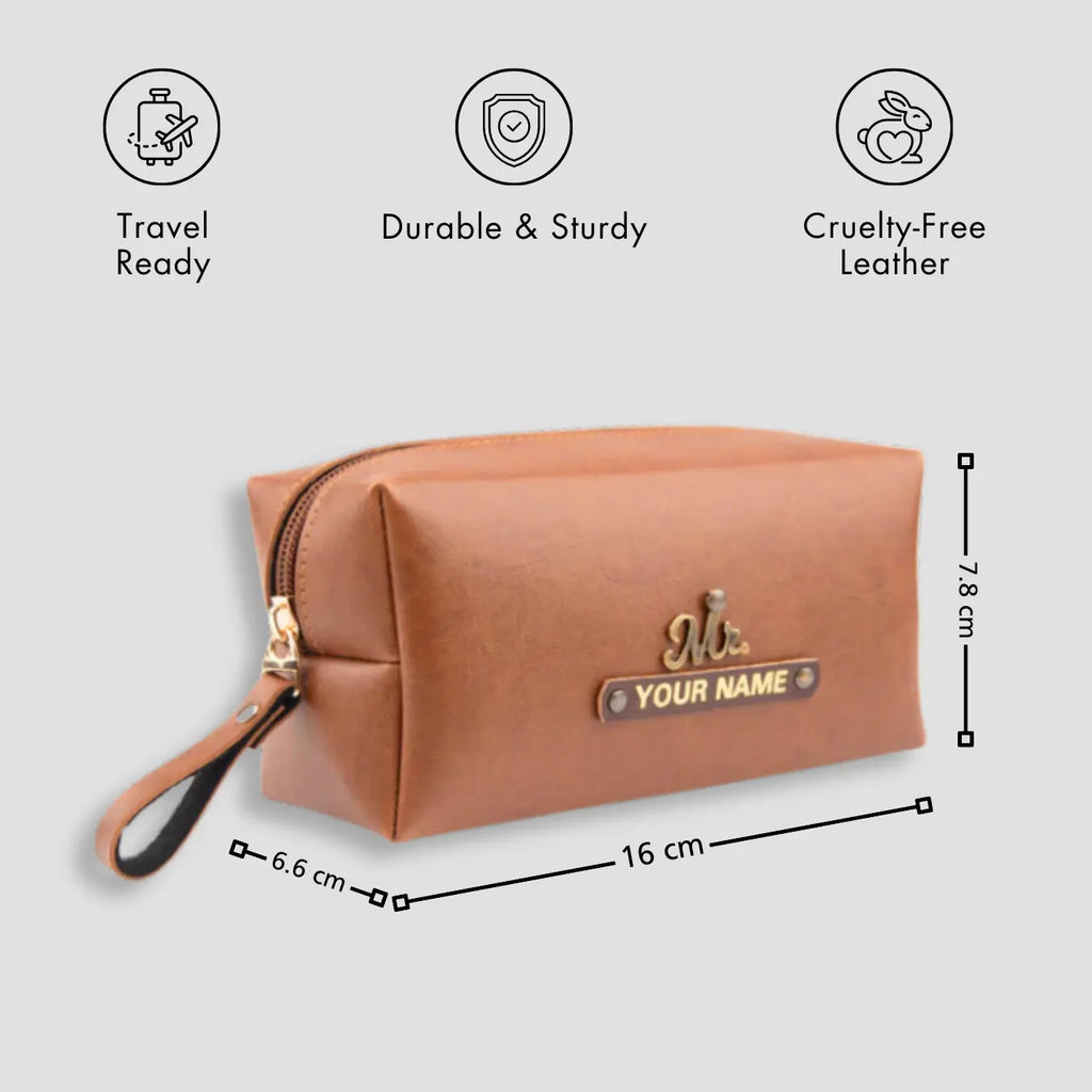 PERSONALISED MINI TRAVEL POUCH - TAN