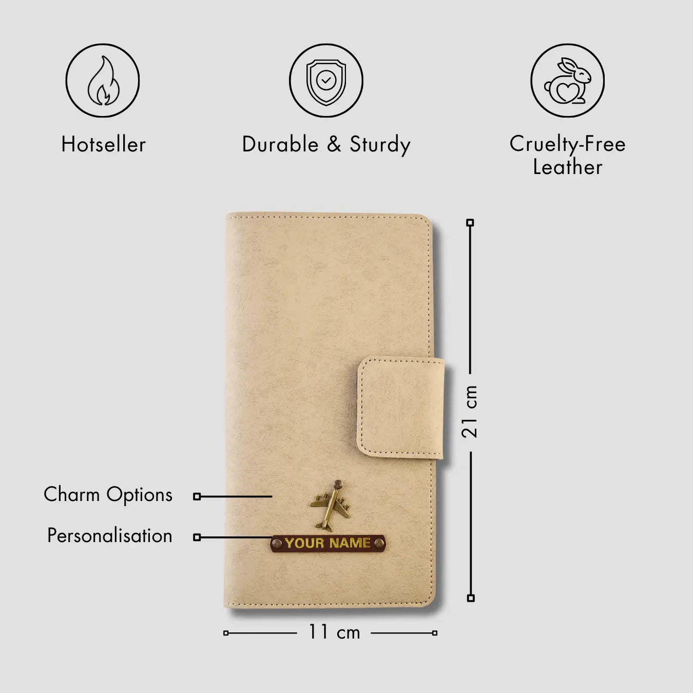 PERSONALISED TRAVEL WALLET - BEIGE