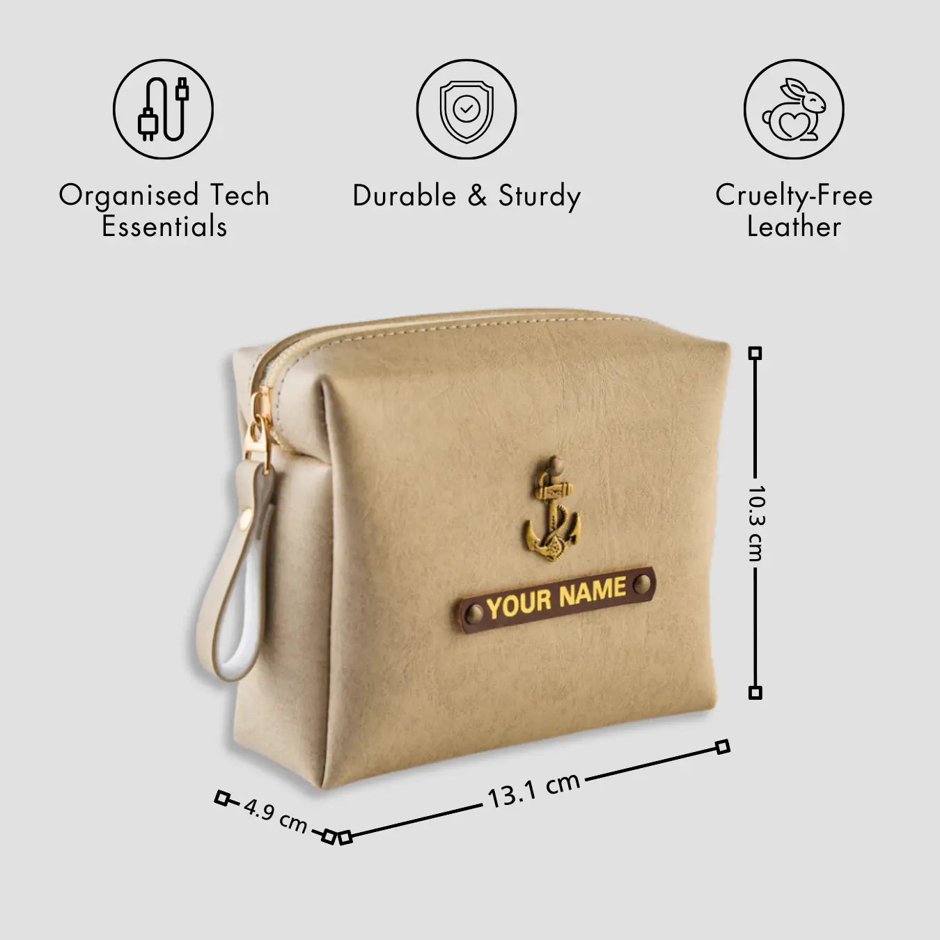 PERSONALISED ZIPPERED CHARGER CASE - BEIGE