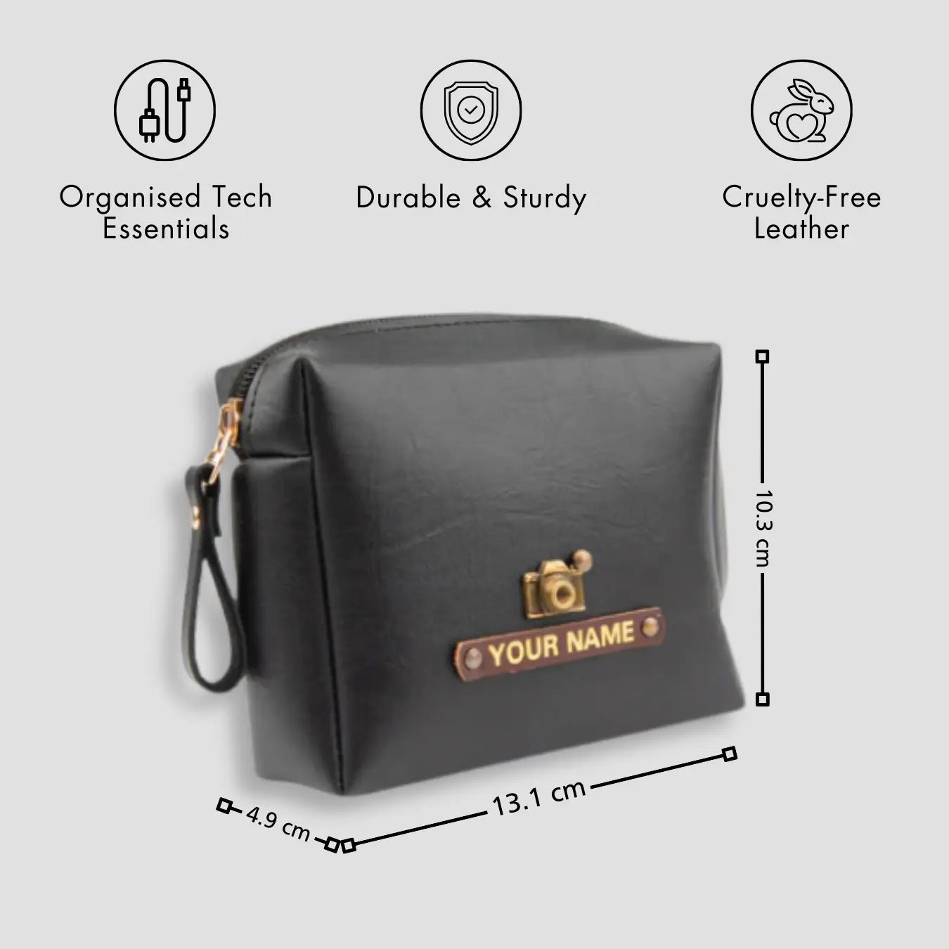 PERSONALISED ZIPPERED CHARGER CASE - BLACK