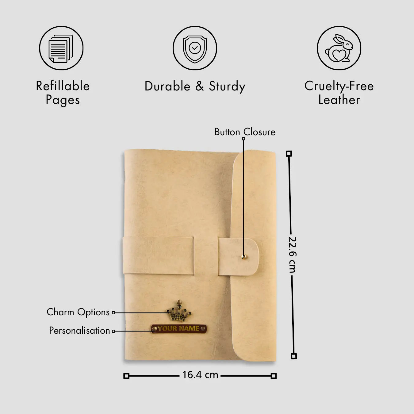 PERSONALISED DIARY - BEIGE