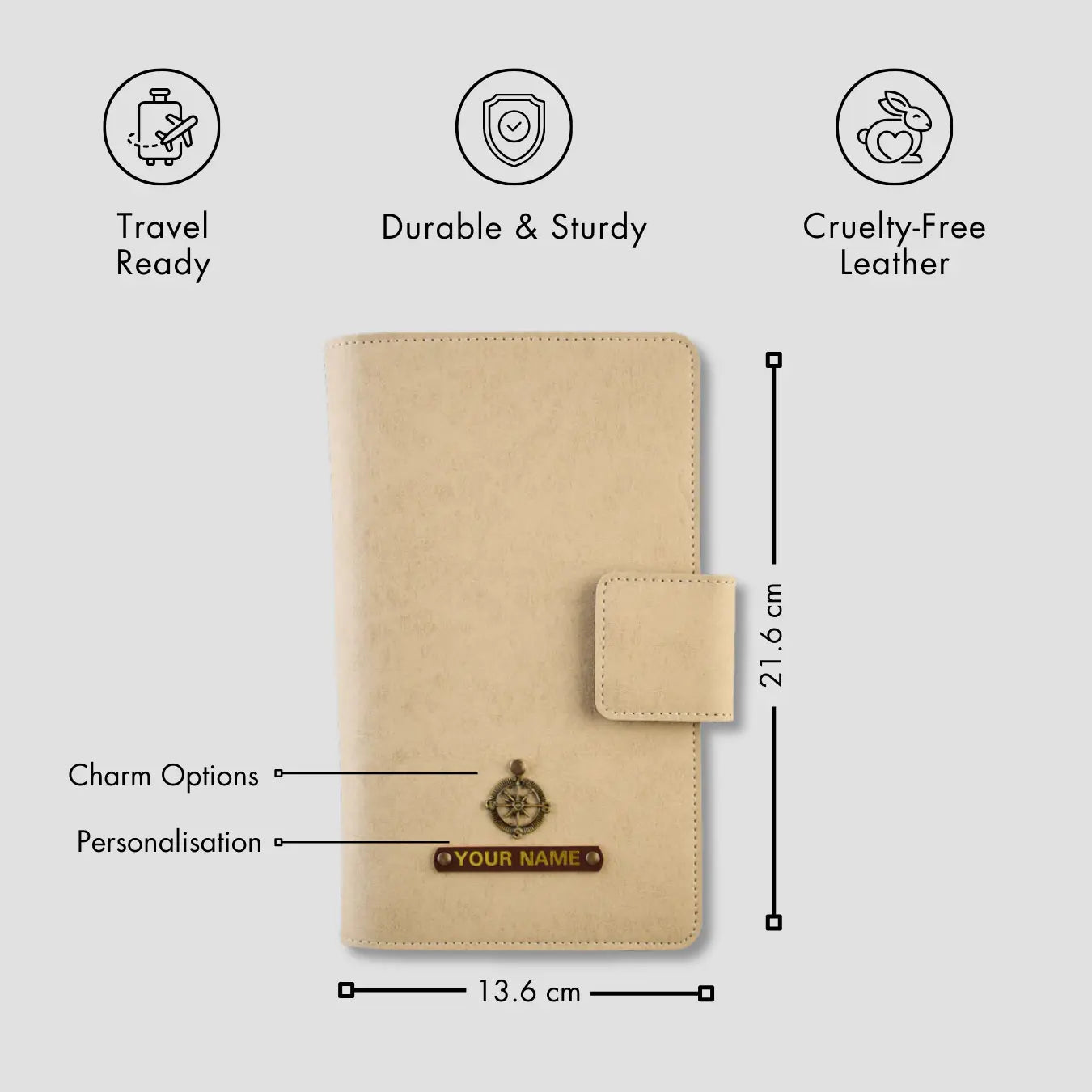 PERSONALISED FAMILY PASSPORT COVER - BEIGE