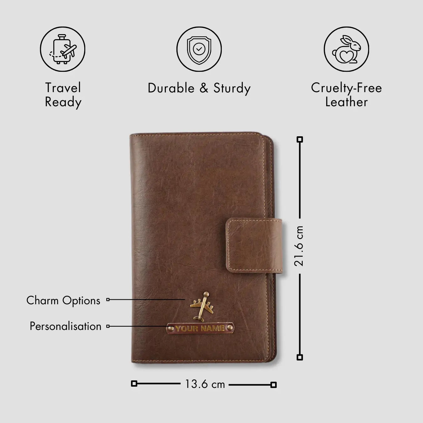 PERSONALISED FAMILY PASSPORT COVER - BROWN